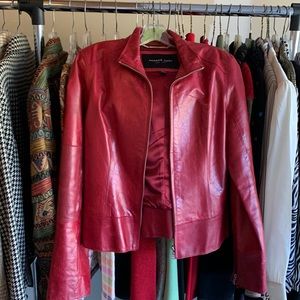 Red leather jacket